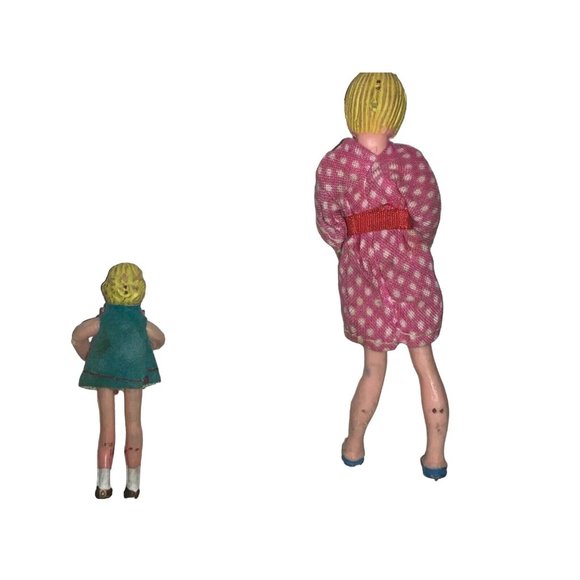 Vintage Miniature Dollhouse Doll Mother Young Lady and Girl Bendable Moveable - Picture 4 of 10